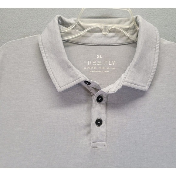 Free Fly Polo Shirt‎ Mens XL Gray Performance Bamboo Golf Outdoor Stretch Soft - Picture 1 of 8